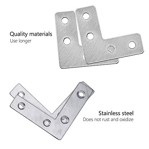XFentech 5-12 Pieces Stainless Steel Flat Corner Brace, L Shape Repair Joining Mending Flat Plate Bracket with Screws - Image 4