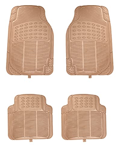 Auto Hub Vinyl Rubber Car Foot Mats for Honda City Old (Model : 2008-2013),Automotive Floor Mats – Beige-Set of 4