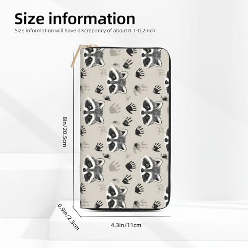 Cute Raccoon Print Wallet Women Men, Long PU Leather Wallets for Women, Cute Womens Travel Wallet Purse Pouch with Zipper Pocket3