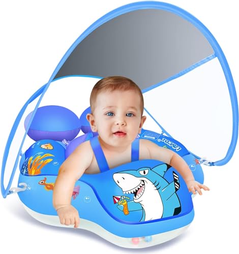 Image of LAYCOL Baby Swimming Float with UPF50+ Sun Canopy Baby Floats for Pool No Flip Overbaby Pool for Baby Age of 3-36 Months