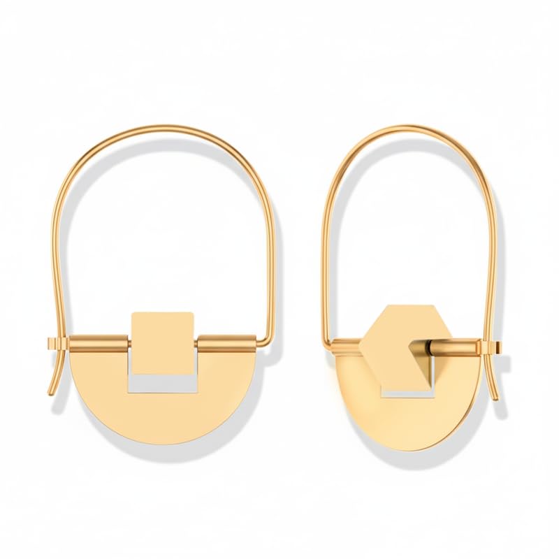 Orecchini a cerchio geometrici in oro da donna, orecchini pendenti moderni e minimalisti, leggeri, da indossare tutti i giorni, alla moda, ipoallergenici