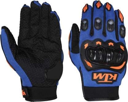 AKSMIT Full Finger KTM Motorcycle Riding/Racing/Driving Gloves (Blue, L) for Hero Splendor iSmart