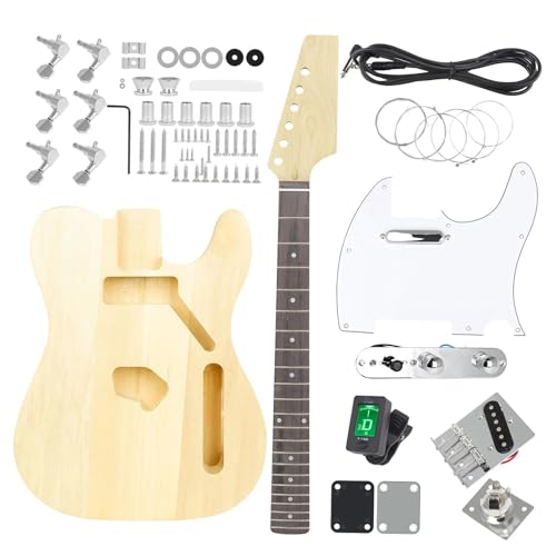 Unfinished Guitar Body 39 Inch DIY Electric Guitar Kit 6 Strings 22 Frets Fingerboard Basswood Neck Body With Connecting Cable