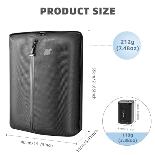 Luvan 33L Vacuum Compression Storage Bag for Travel with Wireless Vacuum Pump Reusable Large Seal Bag Packing Cube for Clothing IP67 Waterproof Space Saver for Suitcases Luggage Backpack Organiser