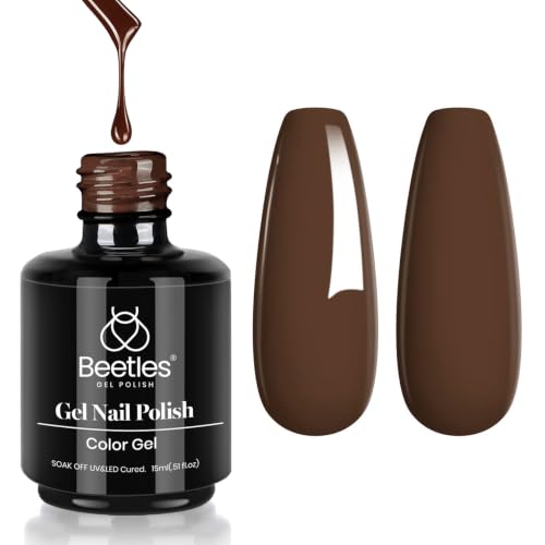 Beetles Brown Gel Nail Polish, Coffee o’ Clock, 15ML Dark Brown Gel Polish