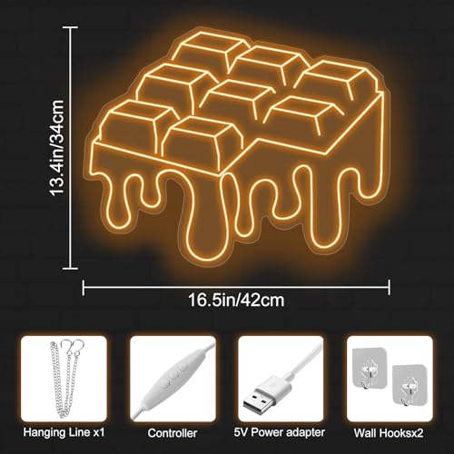 Image of Dripping Chocolate Led Sign, Melting Chocolate Bar Neon Sign For Anniversary Decor,Valentine, Food Neon Lights For Sweet Shop Coffee,Kitchen Restaurant,Kids Baby Bedroom,Game Room