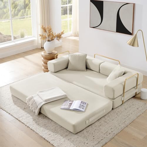 4-in-1 Folding Convertible Sofa Bed, 78 Inch Boneless Couch with ...