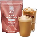 Clevr Blends Chai Tea Latte - Oat Milk Instant SuperLatte Mix with Black Tea Organic Spices and Coconut Milk Superfood Creamer, Adaptogens, Reishi Mushrooms, Lion's Mane & Probiotics - As Seen on Oprah’s Favorite Things 2022 (340g)