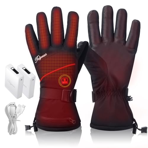 Beheizbare Handschuhe für Herren Damen Touchscreen Wasserdicht mit 7.4V 5500mAh Akku,Frauen beheizt Heiz Handschuhe USB-C Elektrisch Wiederaufladbar Männer Wärmehandschuhe Winddicht Arbeiten im Freien