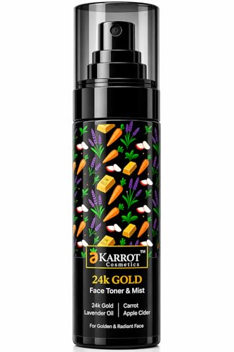 Image of Title: Karrot 24K Gold Face Toner & Mist 100ml for Golden Glow & Radiance - with 24K Gold Dust, Niacinamide, Apple Cider Vinegar, Carrot Seed & 5 Ceramides, Derma Tested, pH Balanced