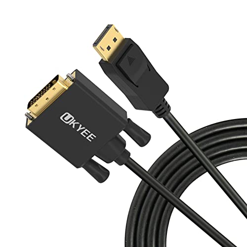 Ukyee Displayport To Dvi Cable 6 Feet/1.83M 2-Pack, Display Port(Dp) To Dvi-D Male To Male Adapter Cable Compatible With Pc, Laptop, Hdtv, Projector, Monitor, More- Gold-Plated #TOP2