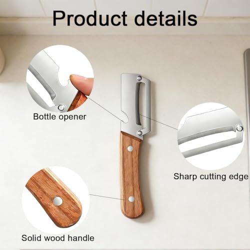 Image of Vegetable Peeler with lid Stainless Steel Blade Peeler Multipurpose Kitchen Peeler Fruit Potato sabzi Peeler Ergonomic Wooden Handle Rust Resistant Heavy Duty Tool Precision Cutting Easy Peeling (2)