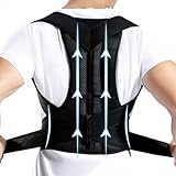 QFE Posture Corrector for Women and Men Back Brace With Adjustable Straps Shoulder Comfy Upper Support Correction Belt faja para la espalda de mujer Back Straps Neck (Black, X-Large)
