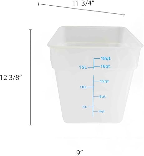 Miniatura 5 de Contenedor cuadrado de 18 cuartos de galón de polipropileno translúcido, contenedores comerciales de almacenamiento de alimentos, contenedores de