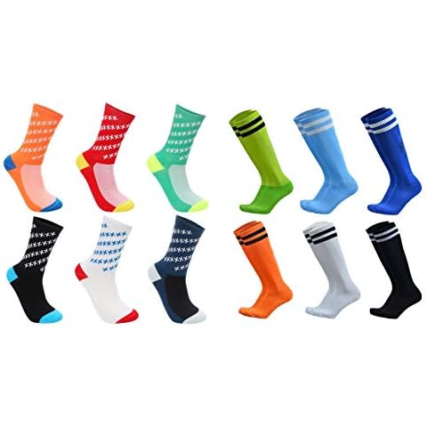 VWU 6pcs Cycling Socks + 6pcs Soccer Socks for Men and women Cover