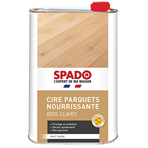 SPADO - Cire nourrissantes parquets bois clairs - nourrit et protège - sèche rapidement - anti tache - non glissant - cire d'abeille - 1L - Fabriqué en...