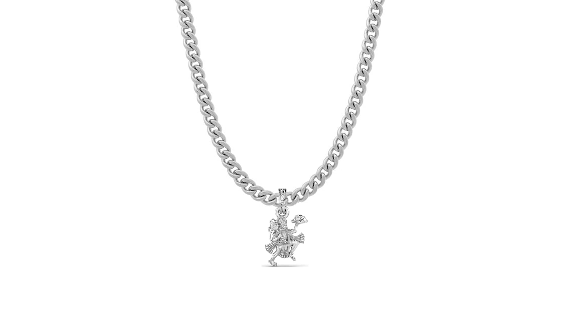 Pendentif chaîne Hanuman argent pur, le médaillon Bajrang Bali au quotidien