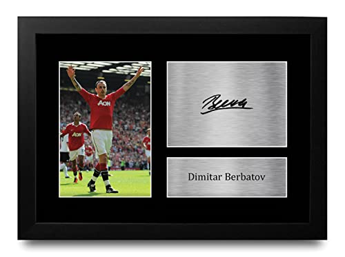 Photo autographe Dimitar Berbatov A4 encadré souvenir de football pour supporters