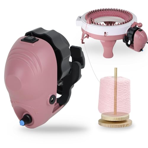 Knitting Machine Adapter with Yarn Holder Electric Knitting Machines Adapter for Sentro Knitting Machine 40 & 48 Needle Speed Control & Reverse Knitting (Pink+Yarn Holder)