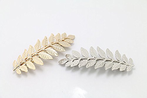 2 pinzas para cabello de metal con diseño de hoja miniatura 3