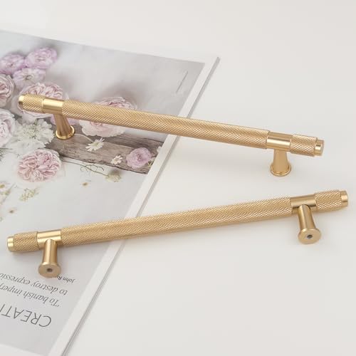 Pexintek 6 Pack Gold Modern Cabinet Handles 160mm Hole Centers Kitchen Bathroom bedrooms Study Furniture Door Vintage Pulls with Screws for Cupboards Drawer Wardrobe Dresser (Golden) - Image 3