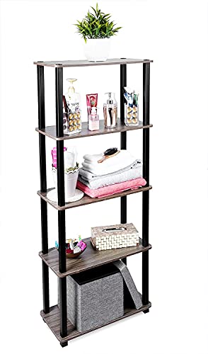 Image of Ash & Roh 5-Tier Multipurpose PVC Rack - Engineered Wood Wall Shelf for Bedroom, Living Room, Garage, Kitchen Storage Shelves (H-4.8 Feet | W-2 Feet | D-1 Foot) (5-Tier PVC Rack)