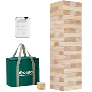 Olsa Jumbo Tumble Tower Outdoor Games 60pcs Large Blocks Stacking Lawn Yard Games for Kids Adults Family Stack to Over 5FT Giant Family Party Games for Christmas Holiday Olsa Jumbo Tumble Tower Outdoor Games 60pcs Large Blocks Stacking Lawn Yard Games for Kids Adults Family Stack to Over 5FT Giant Family Party Games for Christmas Holiday