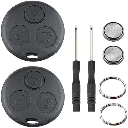 Pack of 2 3-Button Remote Control Housing for Smart 450 Fortwo Roadster Cabrio Coupe 98-07 (no key blank with battery)