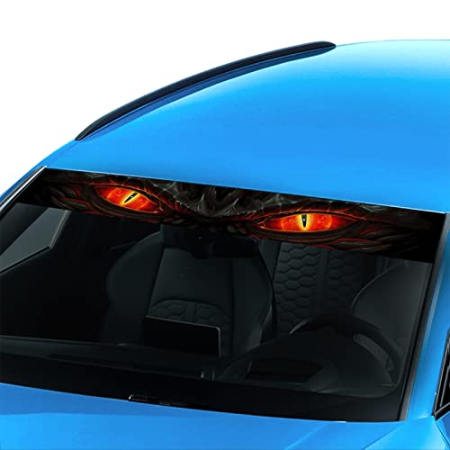 Qianbao 3D Universal Car Front Window Windshield Banner Vinyl Decal Front Rear Window Sun Strip Visor Decoration Sticker 52.3'' X8.2'',Devil Eyes #TOP3