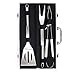 grill Zestaw narzędzi Grill 3szt grill Zestaw narzędzi ze skrzynką do przechowywania Outdoor Portable Grilling Spatula Fork Clamp Zestaw akcesoriów Grill Akcesoria Zestaw (Kolor: Silver Rozmiar: 3 szt