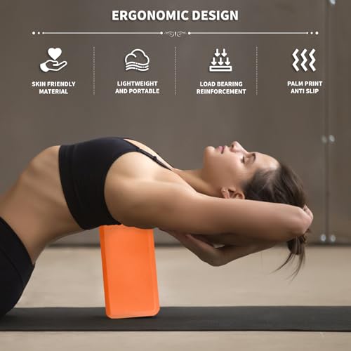 Image of Yoga Blocks 2 Pack, 9x6x3in Pilates Block, Non-Slip Foam Brick for Exercise
