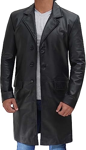 Image of Decrum Leather Coat Men - Casual Car Coat Style Real Lambskin Mens Leather Coat