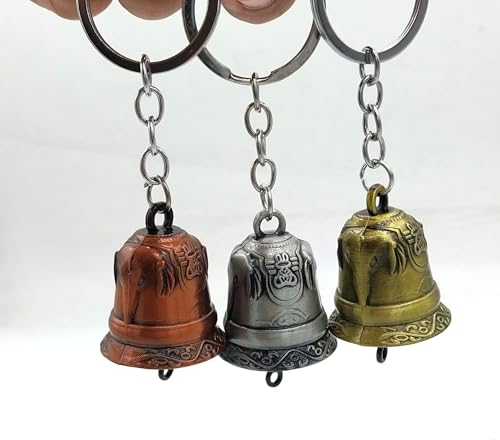 Image of Classic Antique Tibetan Temple Bell Shaped Keyring for Gift Gaurdian bell for Car Bike Bags Metal Key ring Key Chain Bag Charm Gift