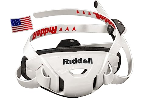Riddell SpeedFlex Hard Cup Cam-Loc Chinstrap + Chrome US Flag Helmet Decal (Medium, White)