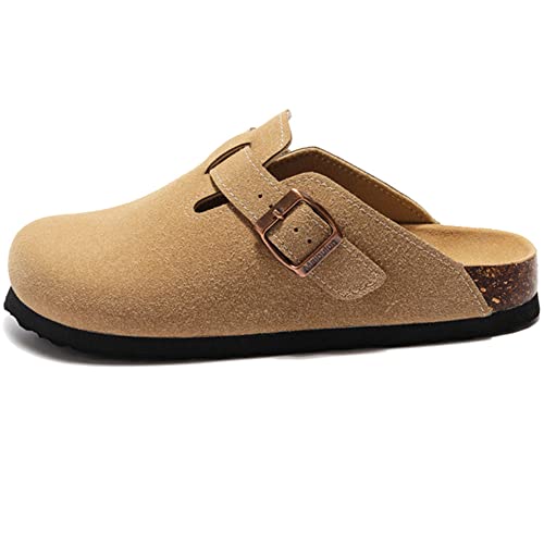 BDKNBHG Boston Clogs for Women Men Suede Platform Clearance Mules Slip-On Potato Shoes Antislip Sole Slippers,å¡å…¶è‰²/42-43