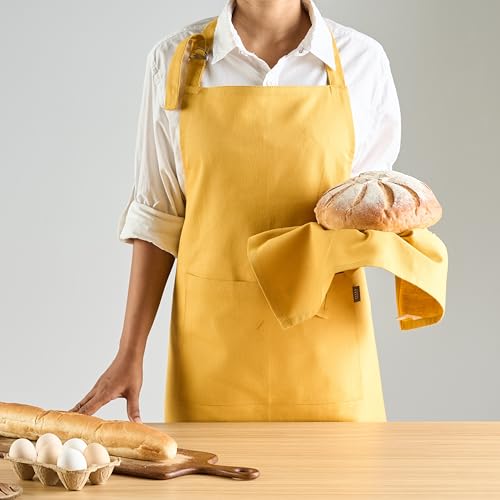 Image of Uni Plain Apron Title - 100% Cotton Kitchen Apron For Women & Men | Uni Plain, (28 inch X32 inch) | Durable Apron with Spacious Pocket - Perfect Kitchen Set for Home or Professional Use