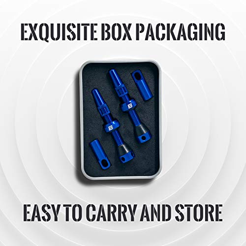 Image of BWSHLF Tubeless Presta Valve Stem 40 /44 /55 /60 /65 /80 /100 mm, Super Light Alloy Presta Valve Stem Kit with Valve Core Remover Tool and Valve Stem Caps - Multiple Color and Size Options(Pair)
