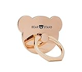 Owoda Cute Pet Phone Ring Stand 360 Degree Rotating Dog Cat Ring Grip Anti Drop Finger Holder for iPhone iPad and All Cellphone (Bear- Metal Rose Gold)