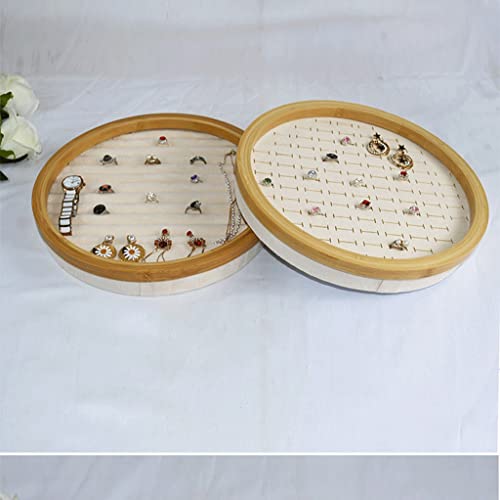 Xwwdp Bamboo Wood Hundred Ring Box Dustproof Jewelry Box Counter Display Earrings Tray With Cover Jewelry Display (Color : Green, Size : 30 * 30 * 4.1Cm) #TOP2