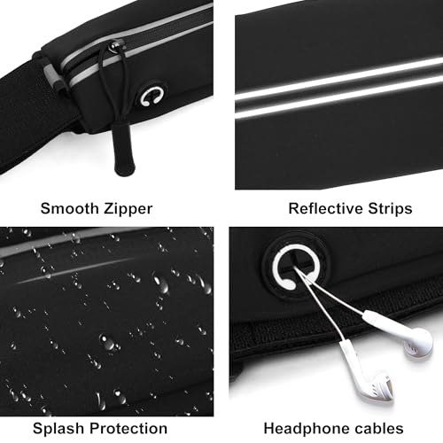 Image of Running Belt Fanny Pack Men and Women Slim Running Bag Money Belt | Lightweight,Soft Material,Adjustable Elasticated Belt,Reflective Strip,Running Essentials,Best Gifts
