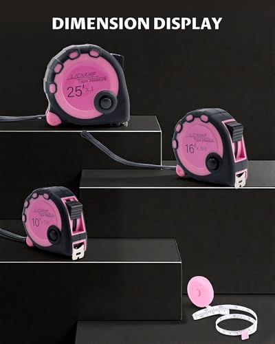 Set 4 cintas métricas mixtas Lichamp color rosa miniatura 6