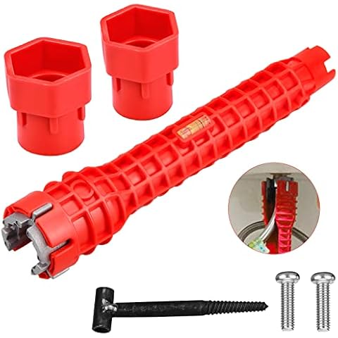 Multifunctional Basin Wrench Multi-Purpose Plumbing Wrench Faucet Wrench Tool Faucet & Sink Installer Wrench for Toilet Bowl Bathroom Kitchen Plumbing (8-in-1) Cover