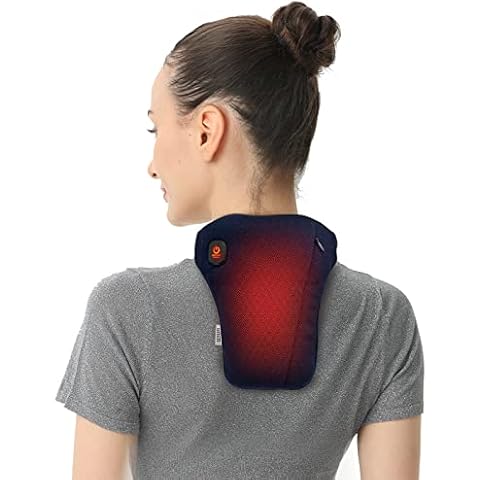 uncn Cordless Neck Heating Pad, Portable Electric Heated Neck Wrap for Neck Pain Relief, Auto Shut-Off,Hot Compress Hands-Free Neck Heat Pad for Neck Soreness & Stiffness Relief Washable Blue Cover