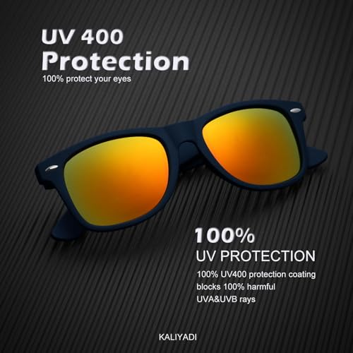 Image of KALIYADI Polarized Sunglasses for Men and Women Matte Finish Sun glasses Color Mirror Lens UV Blocking (3 Pack)