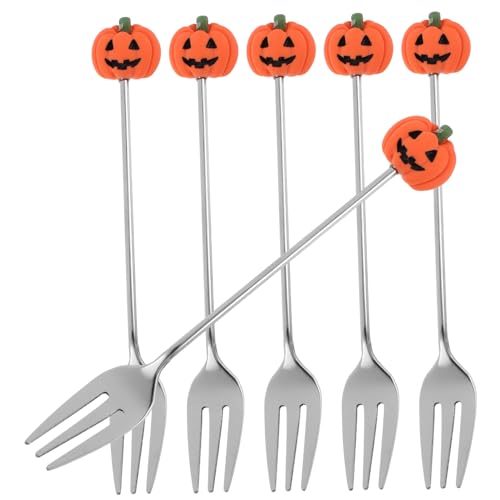 ROMISBABA 6 Pezzi Forchettine Halloween in Acciaio Inossidabile con Decorazione Forchette Dessert Leggere Tavola e Festa Tema