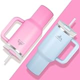 Mont-Clair 40oz Tumbler with Straw and Lid - Leakproof Insulated Stainless Steel Travel Mug with Handle - Travel Mug - Hot & Cold Drinks - Cold or Hot for 10 Hours - Iced for 48 Hours - 1200ml - Pink - Image 4