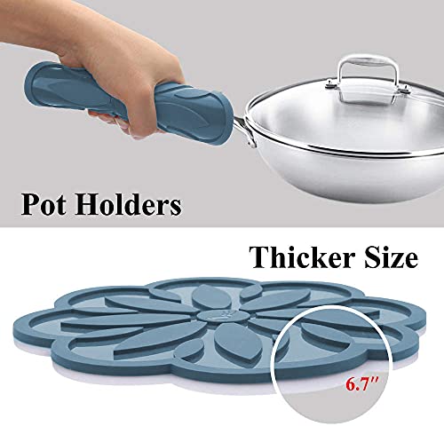 Image of Silicone Trivets Mats, Silicone Hot Mats Set, Silicone Hot Pads, Silicone Pot Mat for Countertop, Trivet Pads Heat Resistant, Table Placemats (Pack of 4 Peacock)