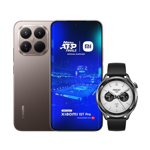 Xiaomi 15T Pro, Smartphone 12+256GB, Display Eye-care 6,83″ 144Hz, MediaTek Dimensity 9400+, Leica 5x Pro 50MP, 5500mAh, Garanzia 2 Anni, Marrone Moka, Caricabatterie non incluso +Xiaomi Watch S4 Nero