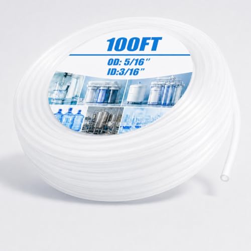 Image of Nuanchu 100ft Polyethylene Tubing, 5 /16 inch Od, 3 /16 inch Id, 1 /16 inch Wall, Transpare
