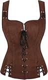 Damen Weste Steampunk Gothic Mittelalter Renaissance Ärmellos Kostüm Oktoberfest Business Freizeit Cosplay Oberteiles Top mit Schnürung